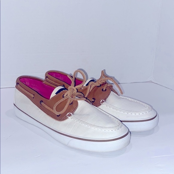 Sperry Top-Side Women’s Linen Leather Slip On Boat Shoes Size 9 - Picture 1 of 7